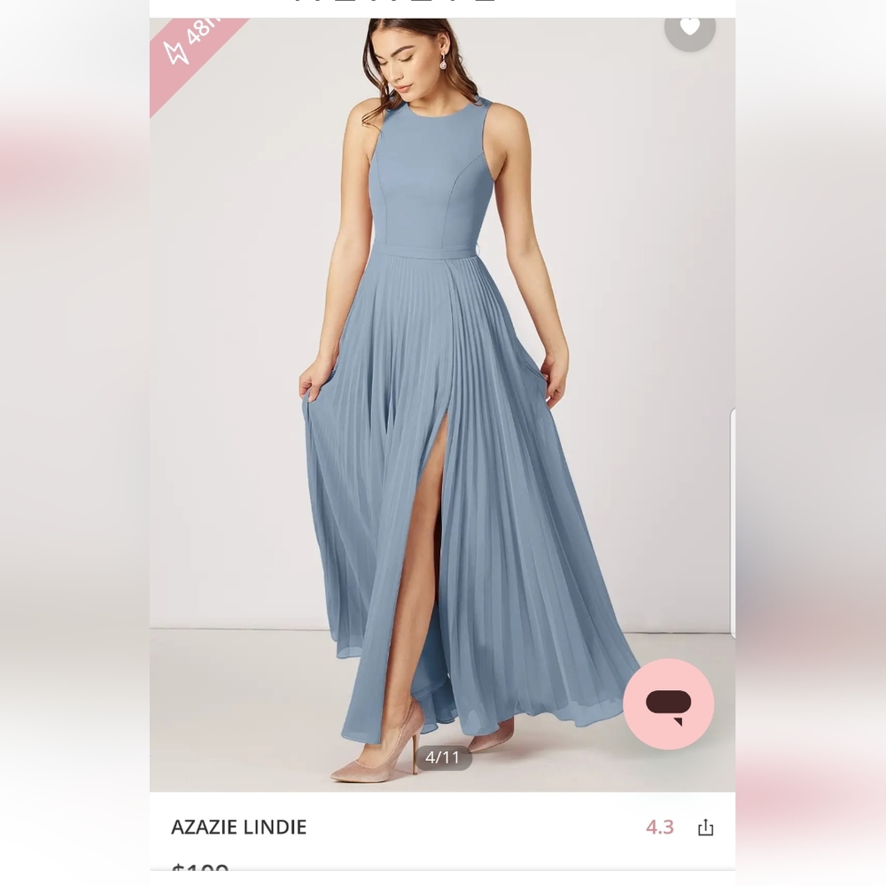 Azazie Lindie Dusty Blue bridesmaids dress size 12